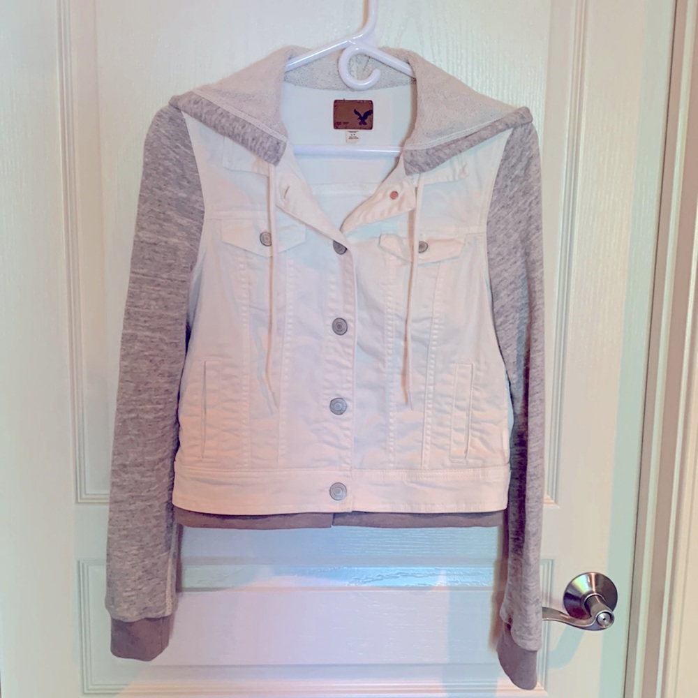 American Eagle Outfitters Denim/Combo Hooded Jacket